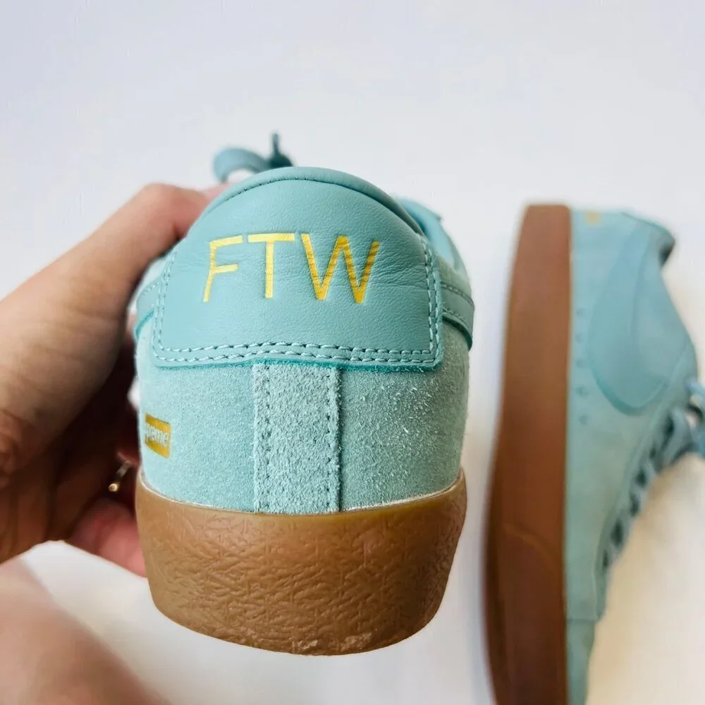 Nike x Supreme Blazer Low GT suede sneakers , blue/teal, Size 11 - Picture 8 of 13